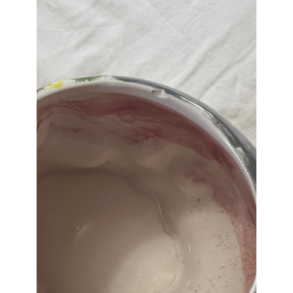 Hand Painted Ceramic Skull Mug Multicolor Abstract Art Signed AC- Small Chip/Rim - Picture 11 of 12